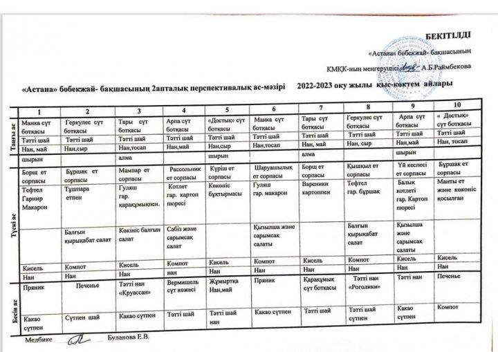 " 10 күндік Ас мәзірі"