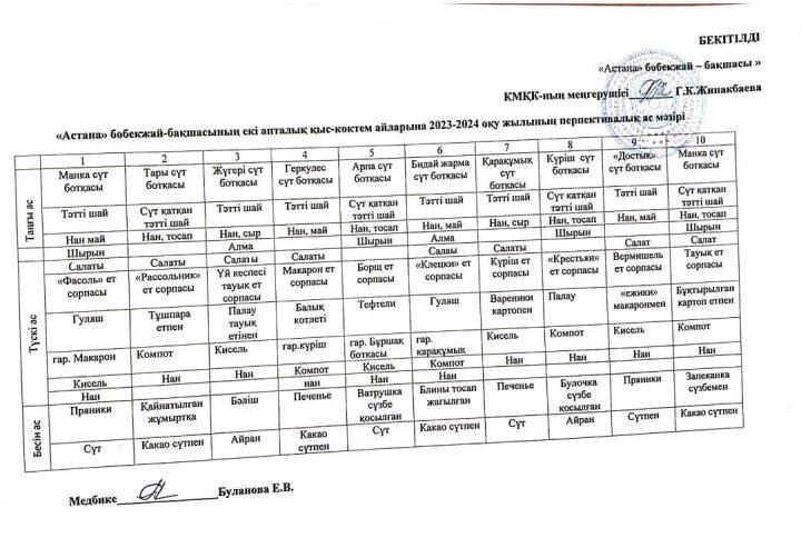 " 10 күндік Ас мәзірі"