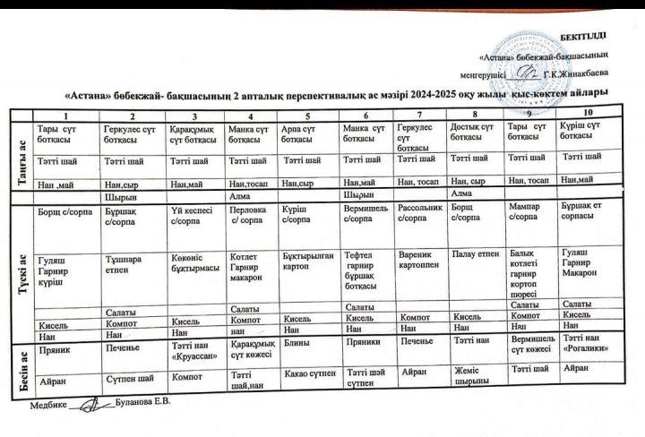 " 10 күндік Ас мәзірі"